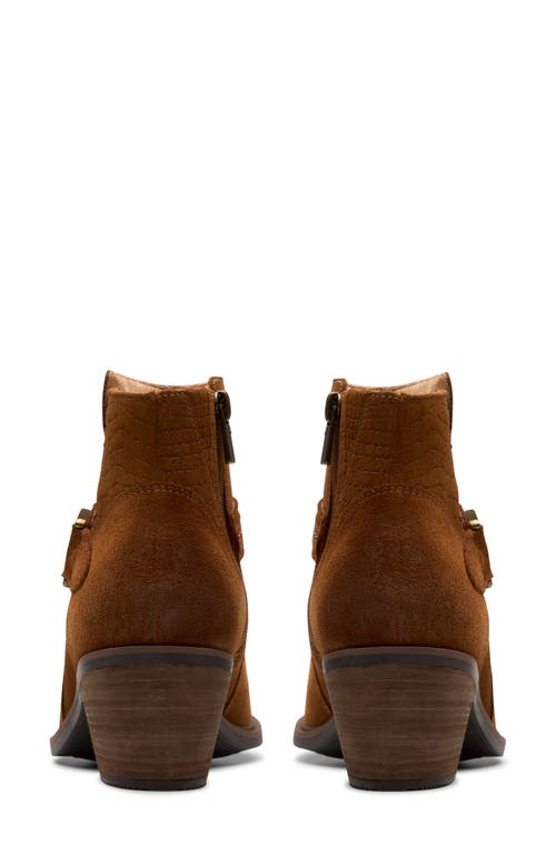 Clarks Neva Buckle Dark Tan Suede Bootie In Brown