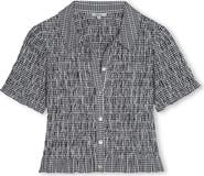 Rails Alton Shirred Button-Up Crop Peplum Top