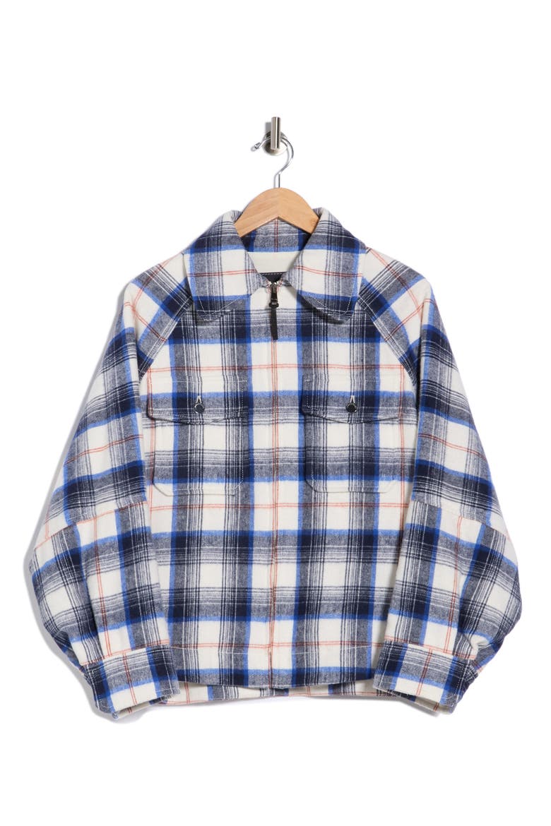 Plaid Zip Front Jacket, Main, color, BLUE