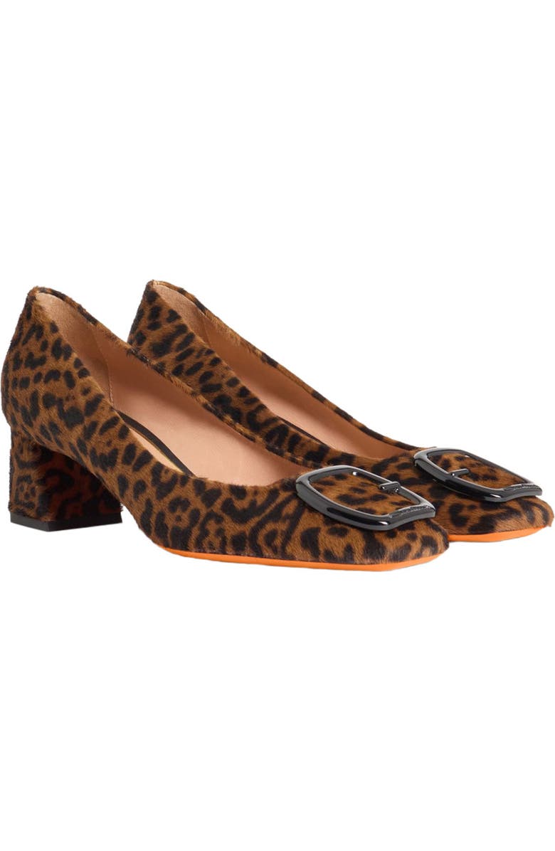 Santoni Women's animal-print cavallino mid-heel pump, Alternate, color, Brown