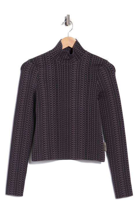 Monogram Knit Mockneck Top