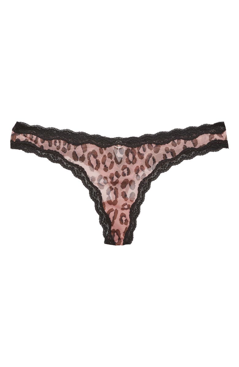 Fleur Du Mal Printed Underwire Sheer Tulle Thong, Alternate, color, Leopard Print