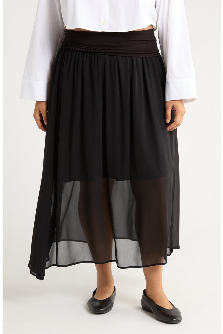 Sheer Maxi Skirt, Main, color, BLACK