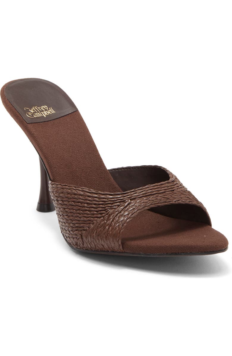 Jeffrey Campbell Agent Slide Sandal, Main, color, Dark Brown Raffia