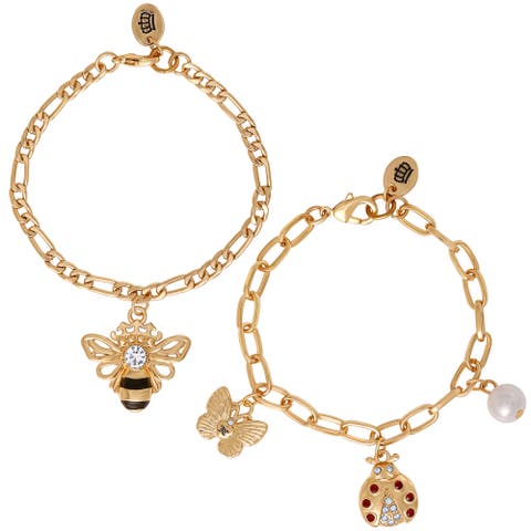 Gold-Tone Charm Bracelet Duo, Ladybug & Bee