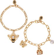 Juicy Couture Gold-Tone Charm Bracelet Duo, Ladybug & Bee