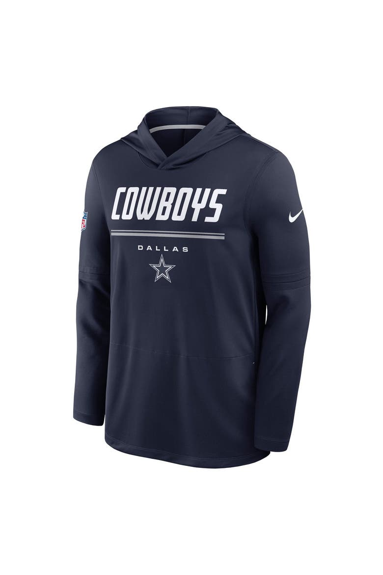Men's Nike Navy Dallas Cowboys Big & Tall Sideline Game On Lightweight Hooded Long Sleeve Dri-FIT Top, Alternate, color, Navy
