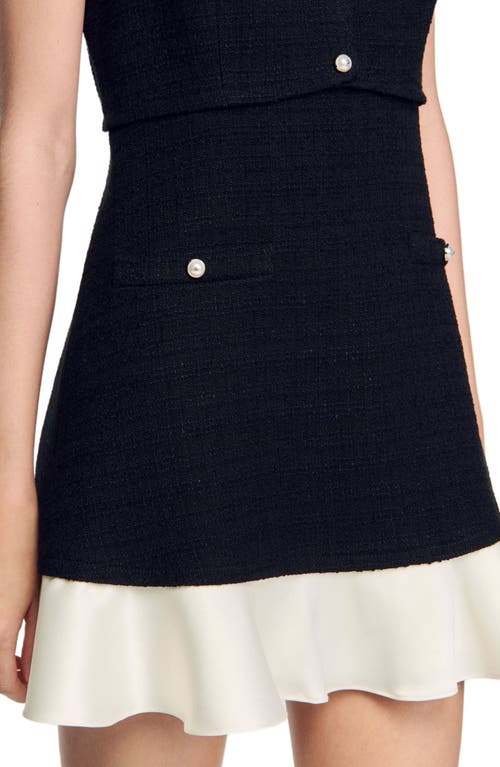 Sandro Tweed Mini Dress In Black