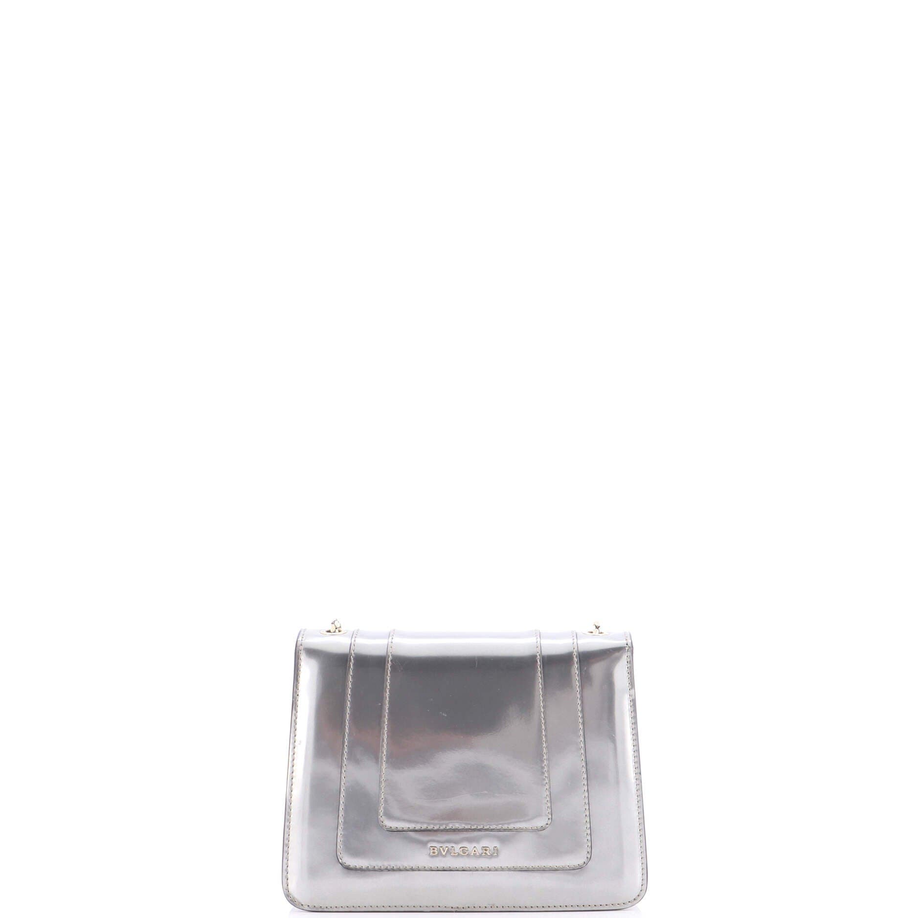 Serpenti Forever Square Shoulder Bag Metallic Leather Small, Alternate, color, Metallic Silver