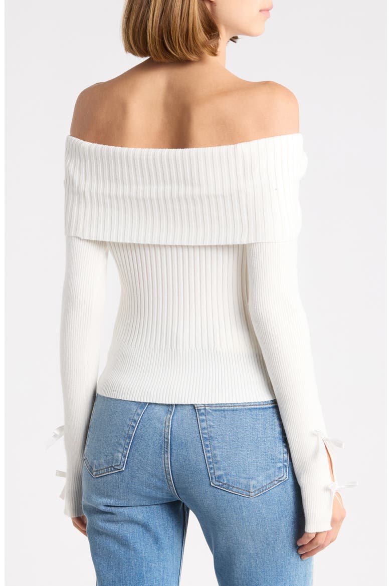 Bow Sleeve Off the Shoulder Sweater, Alternate, color, IVORY