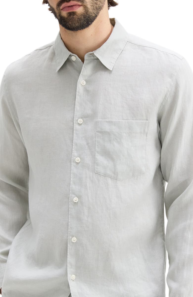 Theory Irving Solid Linen Button-Up Shirt, Alternate, color, Light Green