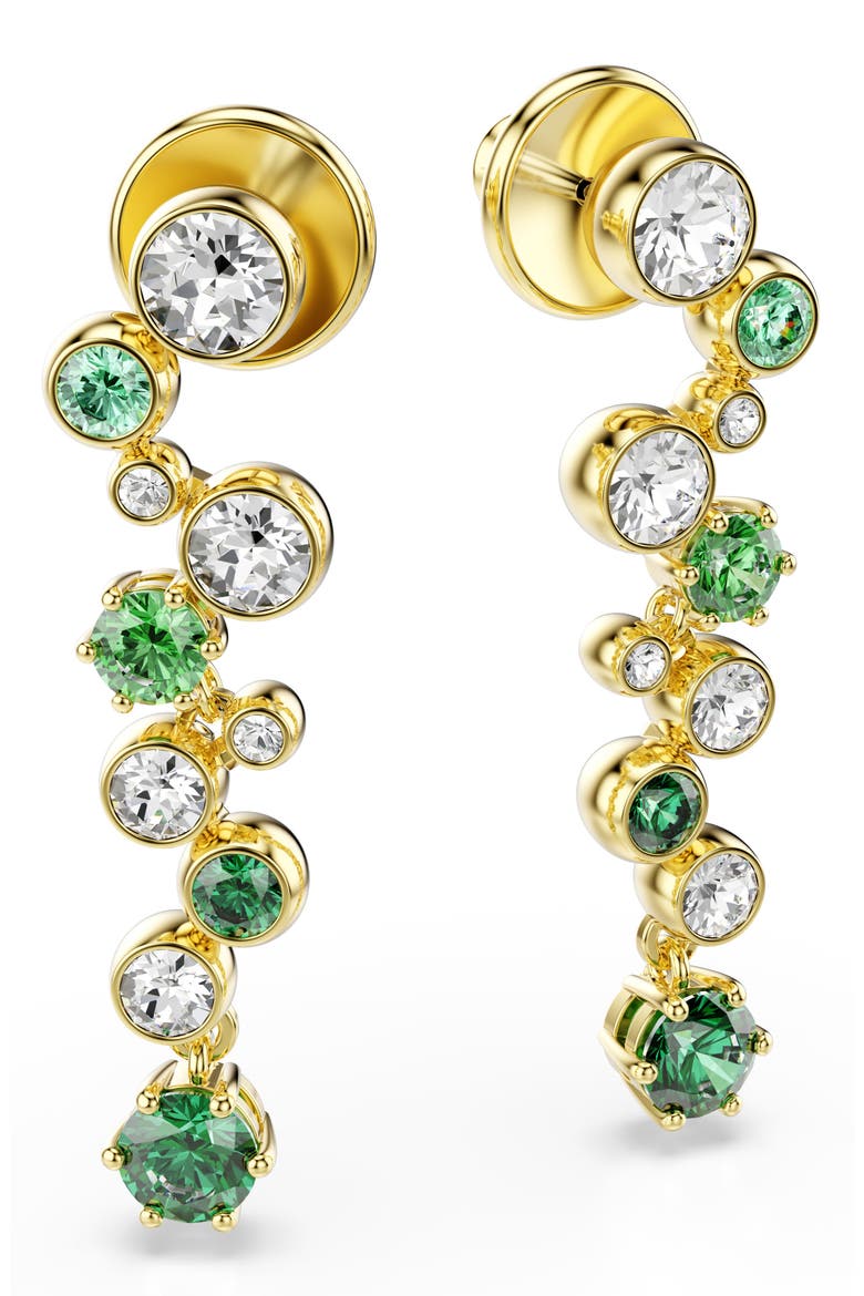 Constella Crystal & Zirconia Drop Earrings, Main, color, GOLD/ GREEN