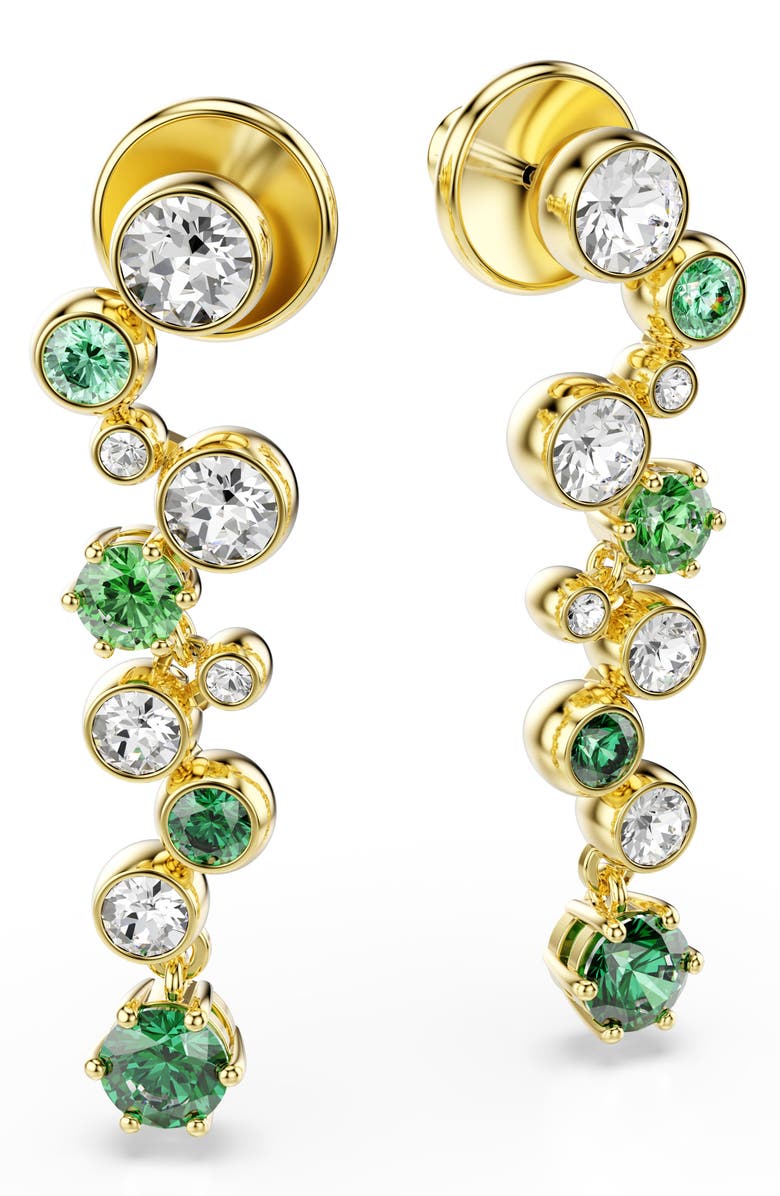 Swarovski Constella Crystal & Zirconia Drop Earrings, Main, color, Gold/ Green