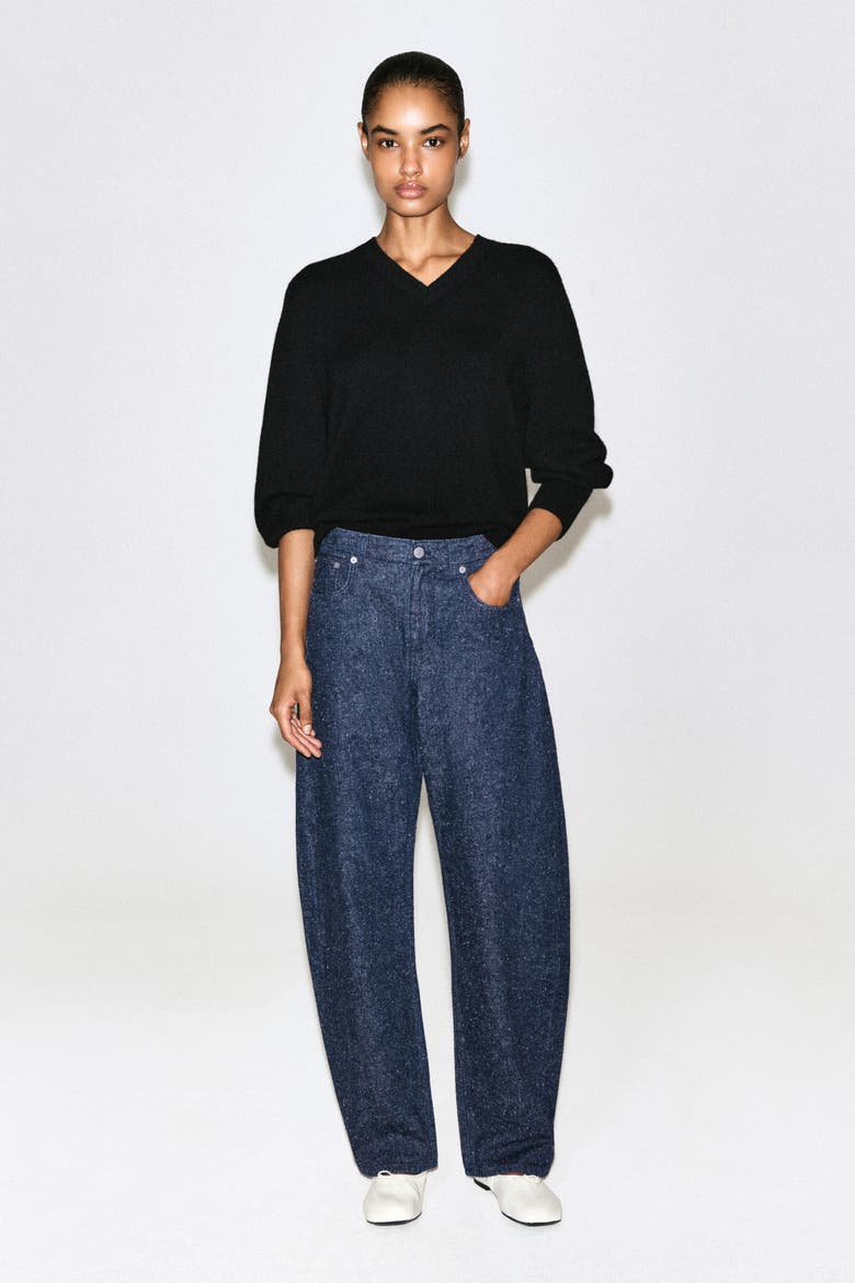 Inlet Bouclé Curved-leg Jeans, Main, color, BLUE