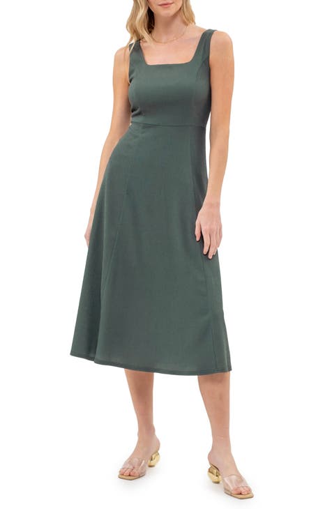 Sleeveless A-Line Midi Dress