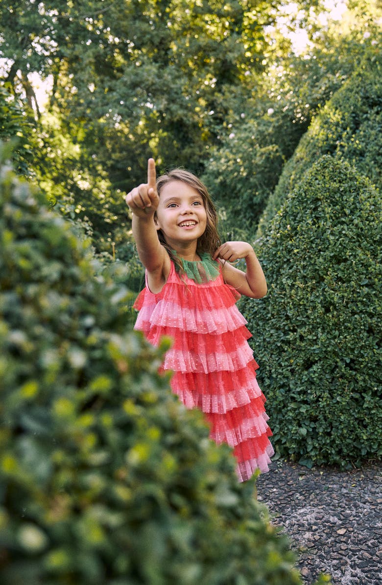 Mini Boden Strawberry Tiered Tulle Dress, Alternate, color, 