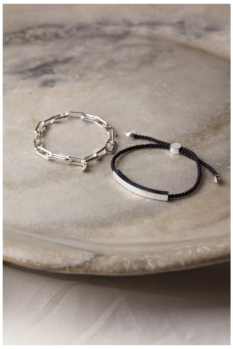 Men's Linear Friendship Bracelet, Alternate, color, SILVER/ BLACK