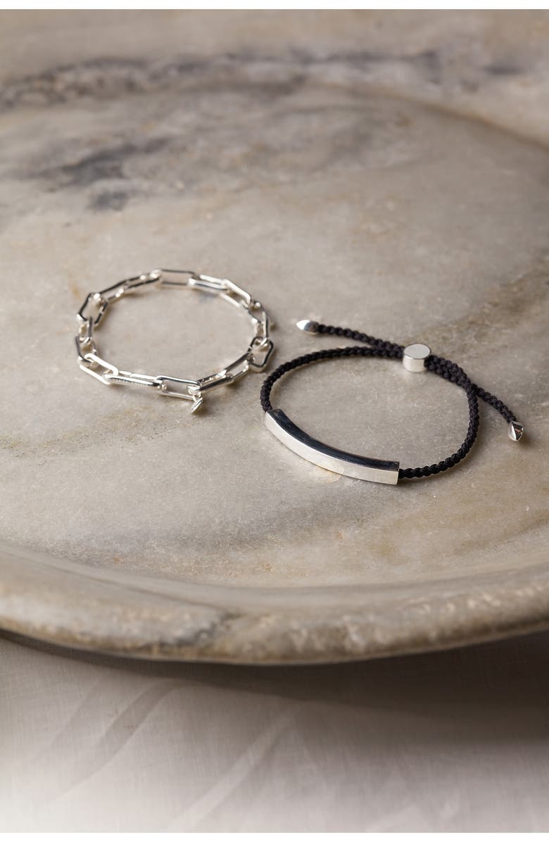 Monica Vinader Men's Linear Friendship Bracelet, Alternate, color, Silver/ Black