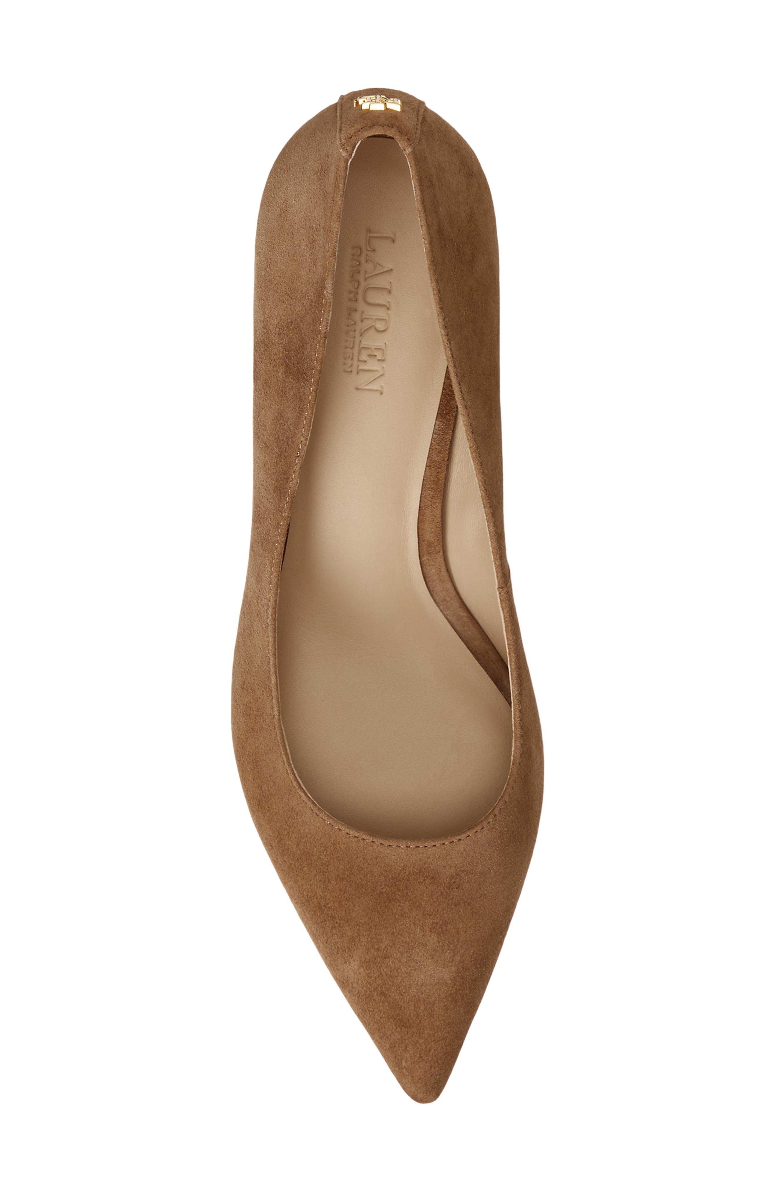 Lauren Ralph Lauren Adrienne Pointed Toe KItten Heel Pump, Alternate, color, Light Tobacco
