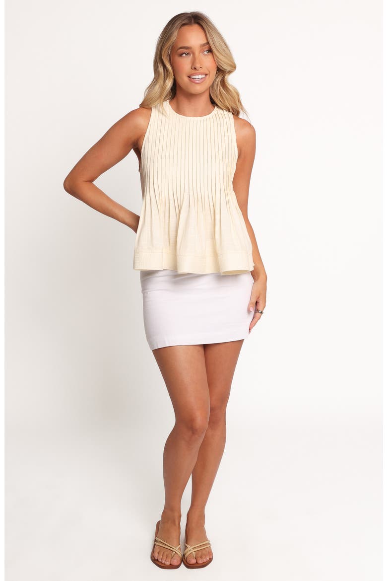 Doria Pintuck Pleat Cotton Blend Tank, Alternate, color, CREAM