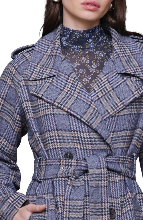 Avec Les Filles Plaid Herringbone Double Breasted Trench Coat