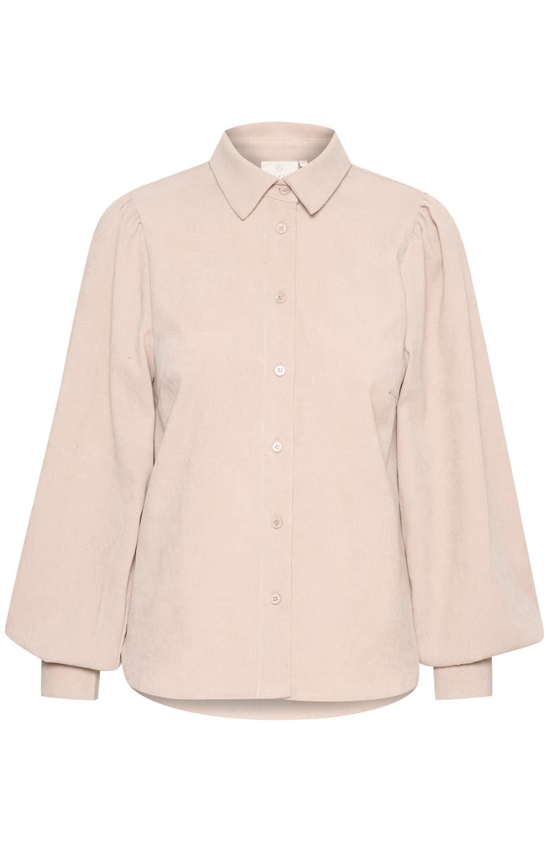 Kaffe KAhermine Velvet Voluminous Sleeve Shirt, Alternate, color, Feather Gray C.