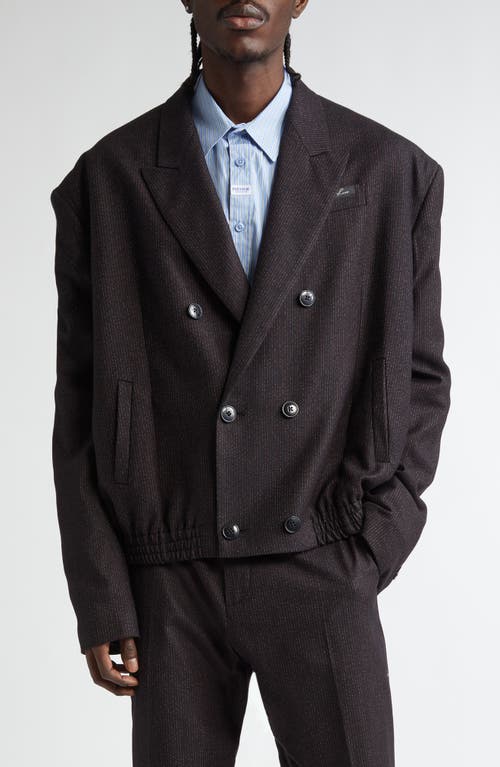 Shop Martine Rose Stripe Double Breasted Elastic Hem Tailored Jacket In Black-red Stripe