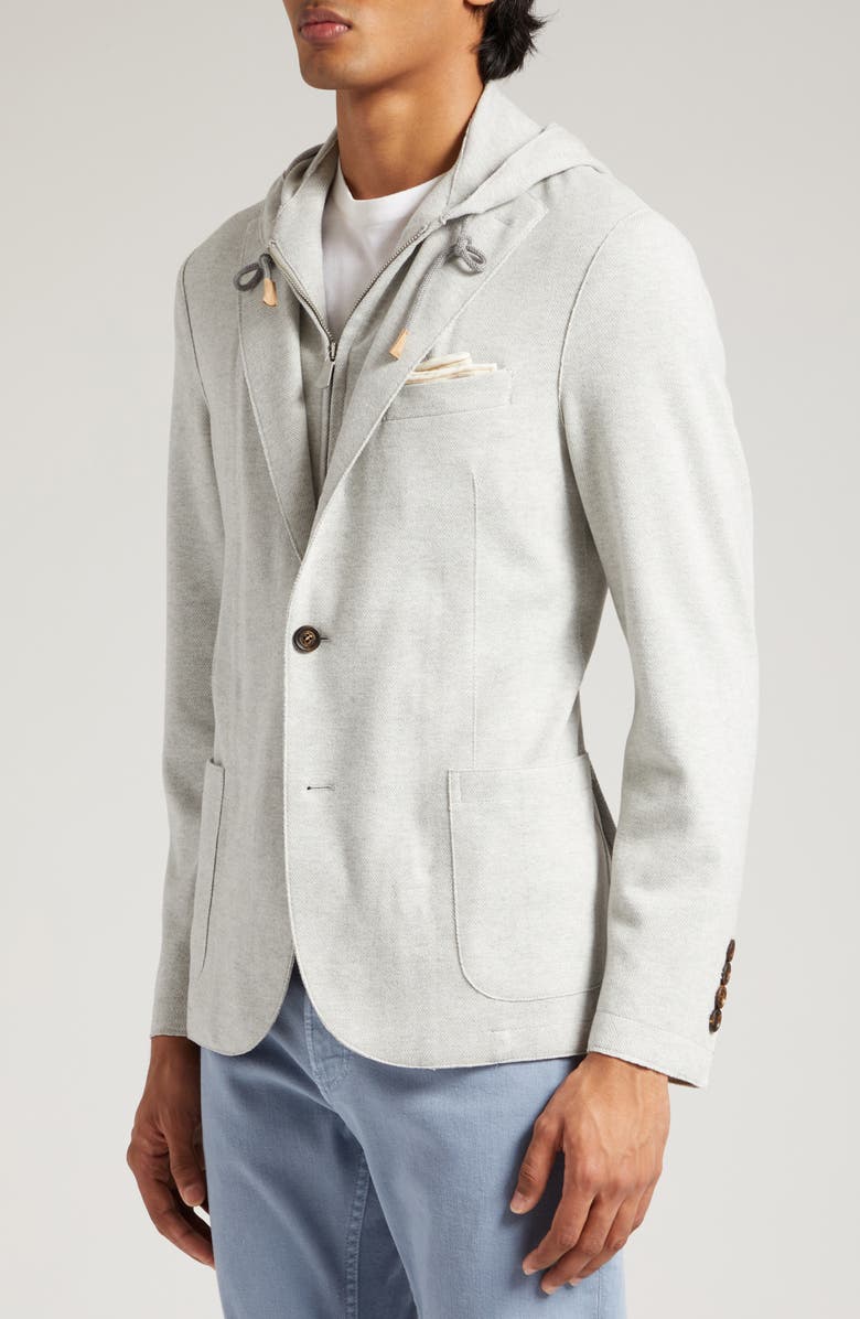 Eleventy Herringbone Blazer with Removable Hooded Bib, Alternate, color, 