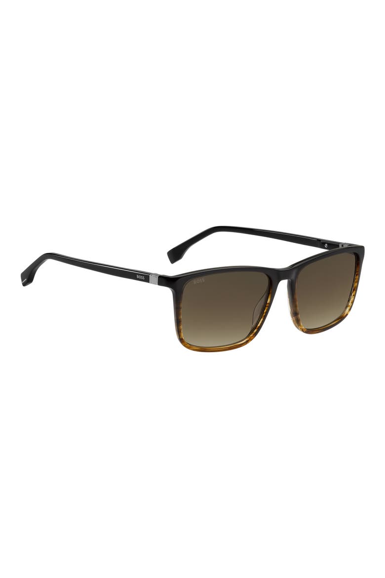 56mm Ombré Square Sunglasses, Alternate, color, BROWN HORN