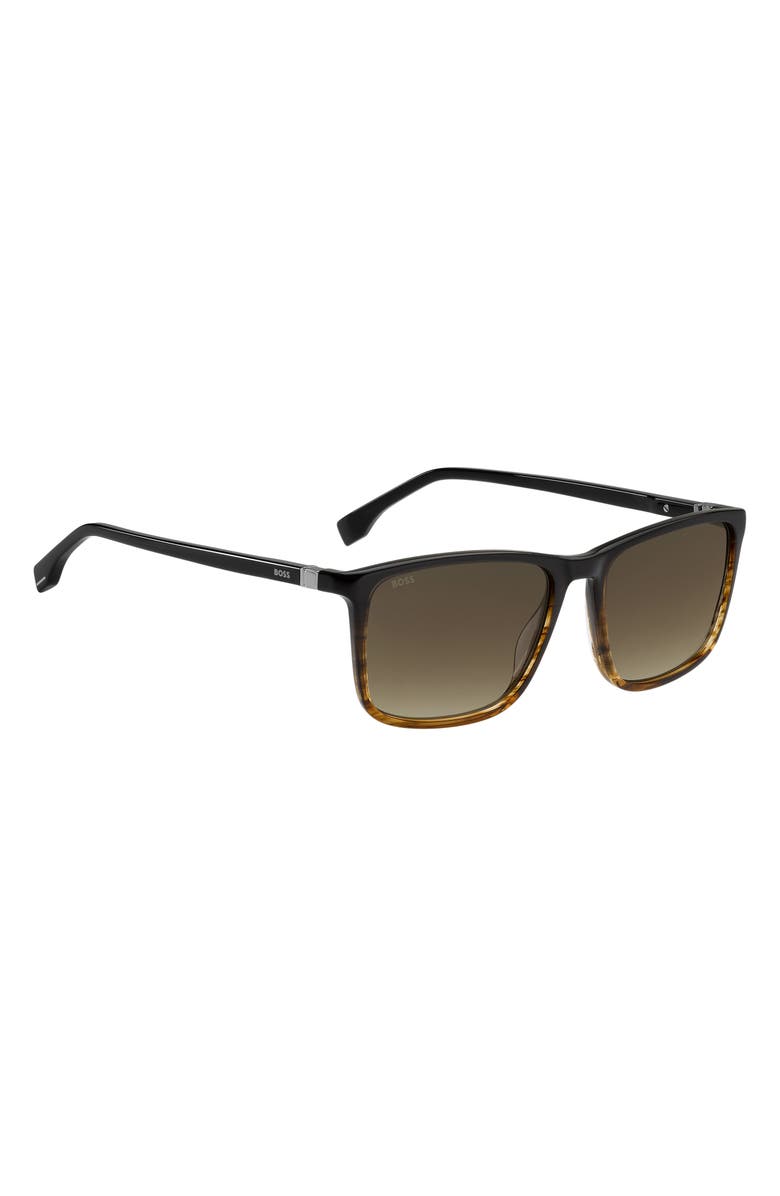 BOSS 56mm Ombré Square Sunglasses, Alternate, color, Brown Horn