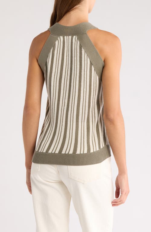 Nation Ltd Indy Stripe Pima Cotton Halter Sweater Tank In Green