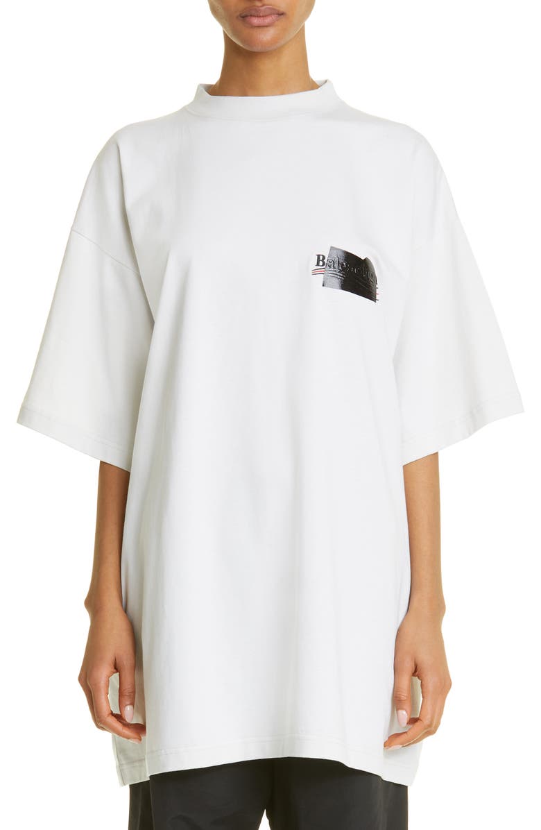 Balenciaga Oversize Gaffer Tape Logo Graphic Tee, Main, color, 