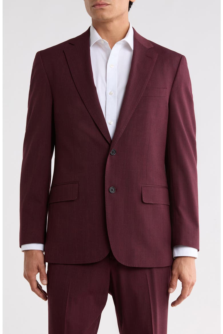 Wool Blend Suit Jacket, Main, color, DARK RED