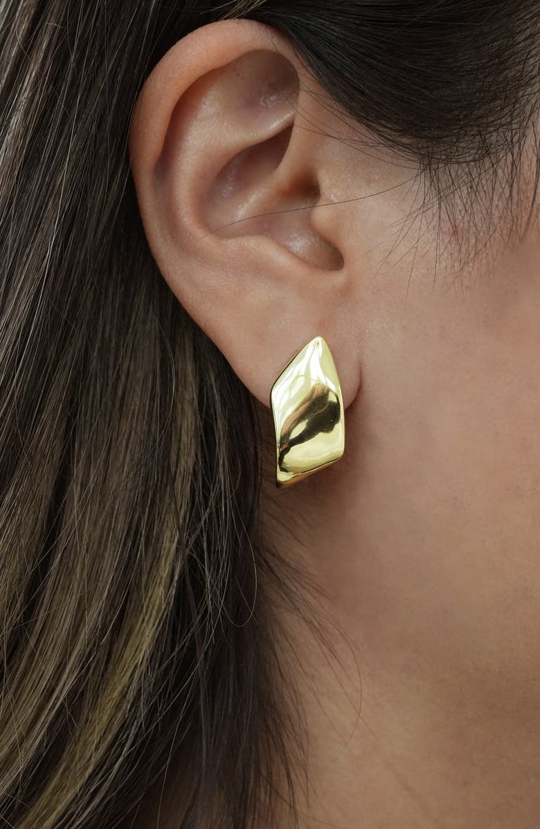 Argento Vivo Sterling Silver Wide Molten Ribbon Stud Earrings, Alternate, color, Gold