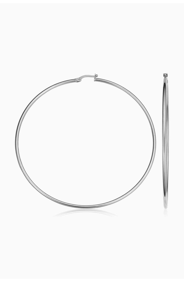 Oradina 14K Gold Everything Oversized Hoop Earrings, Main, color, White Gold