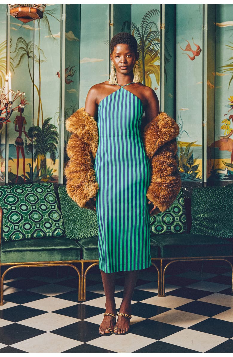 SIMONMILLER Kit Poplin Dress, Alternate, color, Navy/Grass Green