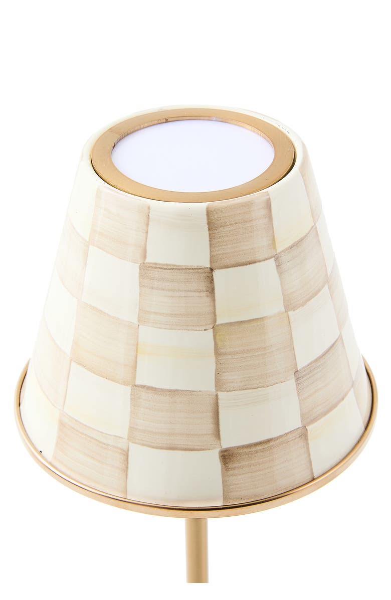MACKENZIE CHILDS Mocha Check LED Rechargeable Cafe Table Lamp, Alternate, color, Mocha