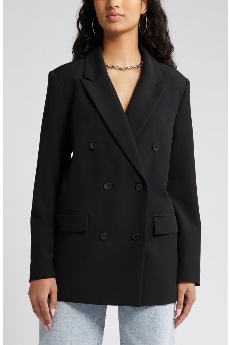 Oversize Double Breasted Blazer, Alternate, color, BLACK
