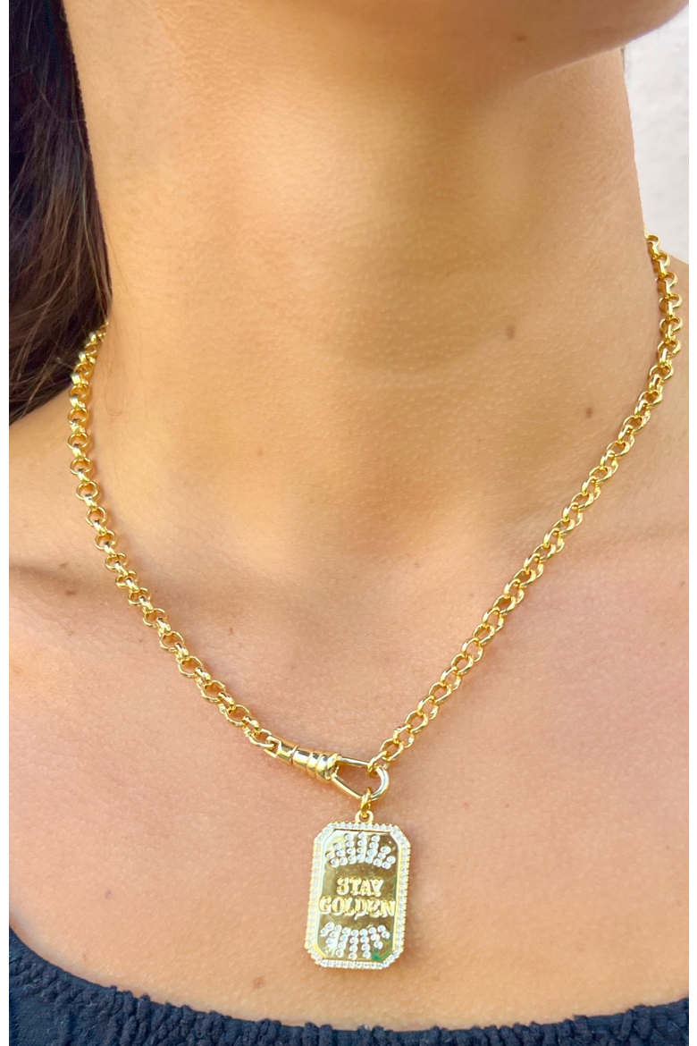 Stay Golden Charm Necklace, Alternate, color, Gold
