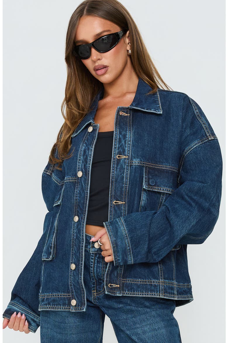 Kier Oversized Denim Jacket, Alternate, color, DARK BLUE WASH