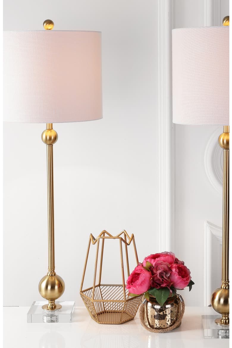 Hollis 34" Metal LED Table Lamp, Brass with Crystal Base, Alternate, color, Brass