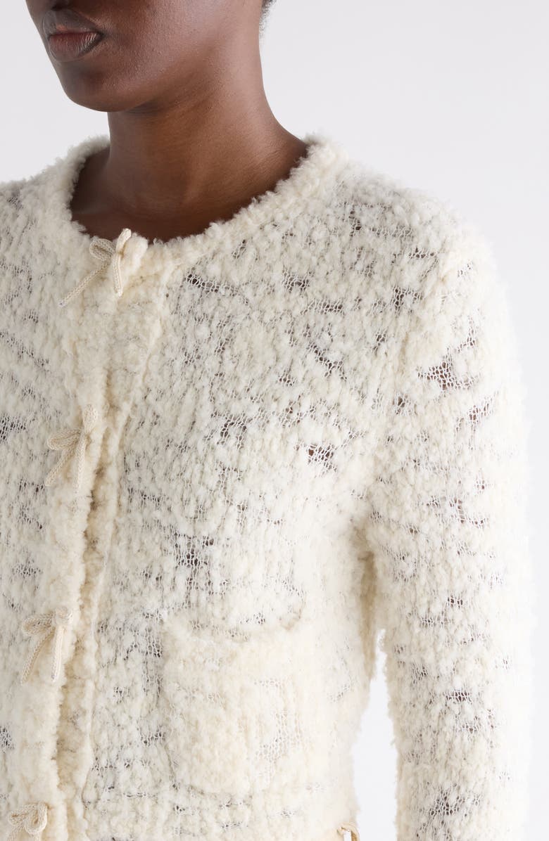 Acne Studios Kitsari Textured Wool Blend Cardigan, Alternate, color, White