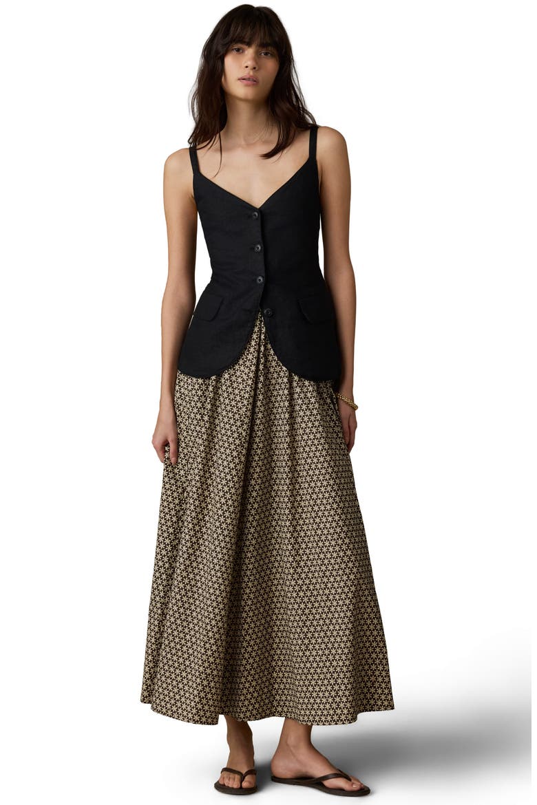 Nera Coastal Organic Cotton Poplin Midi Skirt, Alternate, color, BLOOM TRAIL FLORAL