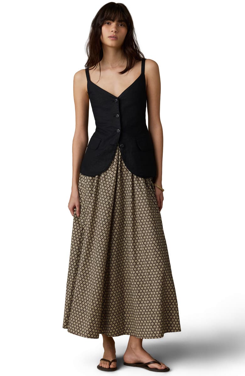 Faherty Nera Coastal Organic Cotton Poplin Midi Skirt, Alternate, color, Bloom Trail Floral