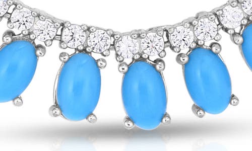 Chloe & Madison Chloe And Madison Faux Turquoise Crystal Tennis Necklace In Silver
