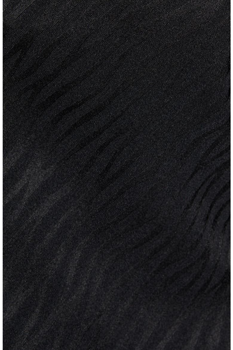 Tie Front Zebra Jacquard Satin Top, Alternate, color, BLACK