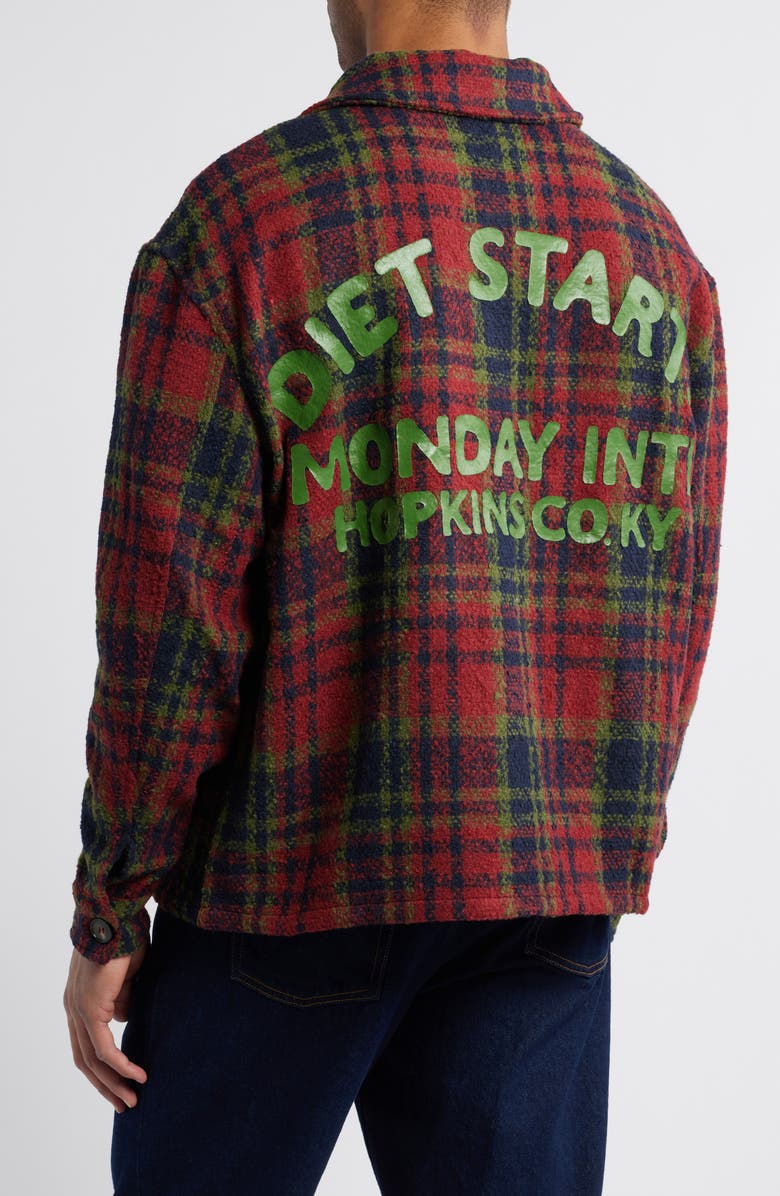 DIET STARTS MONDAY Tank Plaid Flannel Button-Up Overshirt, Alternate, color, 