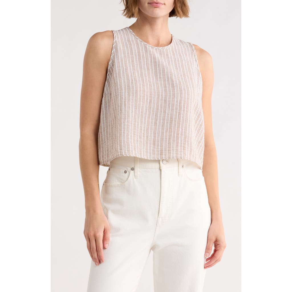 Renee C Stripe Sleeveless Cotton Top in Natural at Nordstrom Rack, Size X-Small
