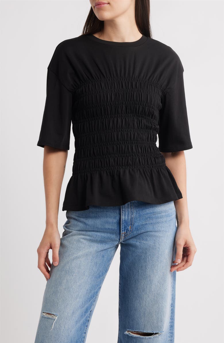 & Other Stories Smocked Top, Main, color, Black Dark