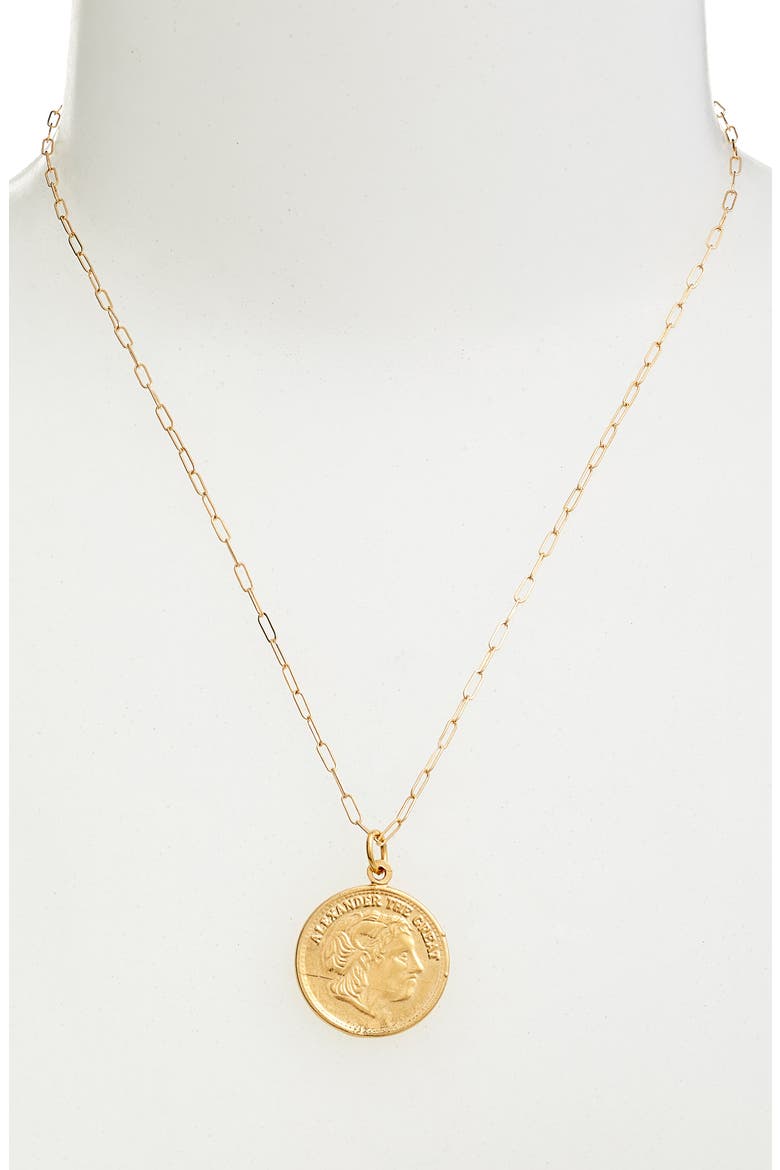 Alexander Coin Pendant Necklace, Alternate, color, GOLD
